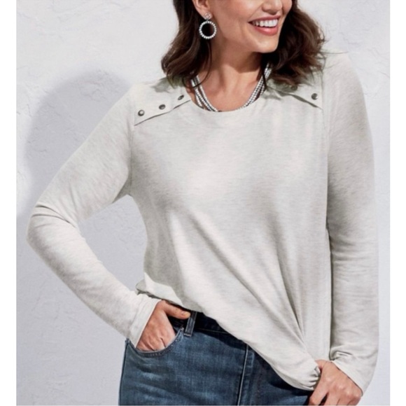 CAbi Tops - Cabi Snap Shoulder Sweatshirt #6119 Gray XL